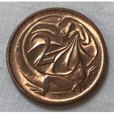 AUSTRALIA 1980 . TWO 2 CENTS COIN . FRILLED NECK LIZARD